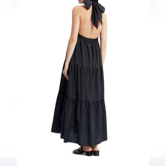 Theory Tiered Halter Midi Dress Womens Black Size M - Picture 2 of 10
